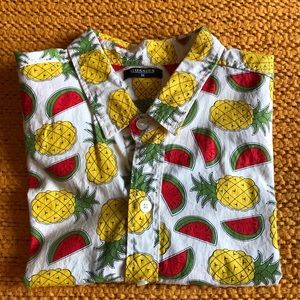 Cropped Fruit Print Button Up From Thailand